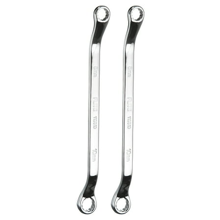 Uxcell 2 Pieces 45 Degree Offset Box End Wrenches 8mm x 10mm Metric 12 Point CR-V Steel Industrial Double Box Wrench