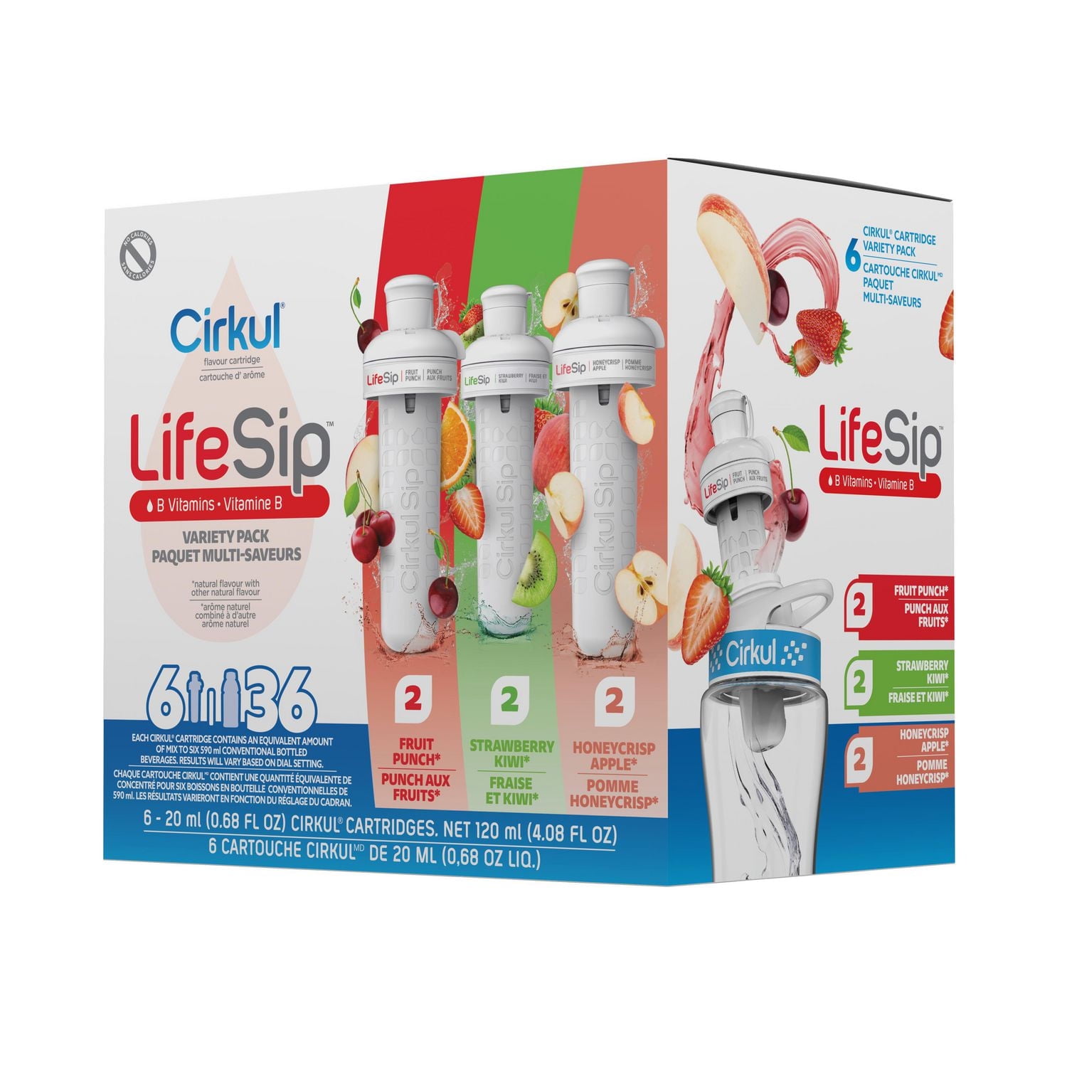 Cirkul LifeSip Flavor Cartridge Variety Pack, 6-Pack (2 Fruit Punch, 2 Strawberry Kiwi, 2 Honeycrisp Apple)., Cirkul Sip® flavor cartridges, 6-pack