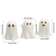 thumbnail image 3 of EazyTech Ceramic Halloween Ghost Decorations Set of 3 Indoor - Cute Spooky Light Up Ghost Figurine with Warm LED Glow, Battery Operated for Tabletop, Shelf, Mantel - Festive Home Decor, 3 of 6