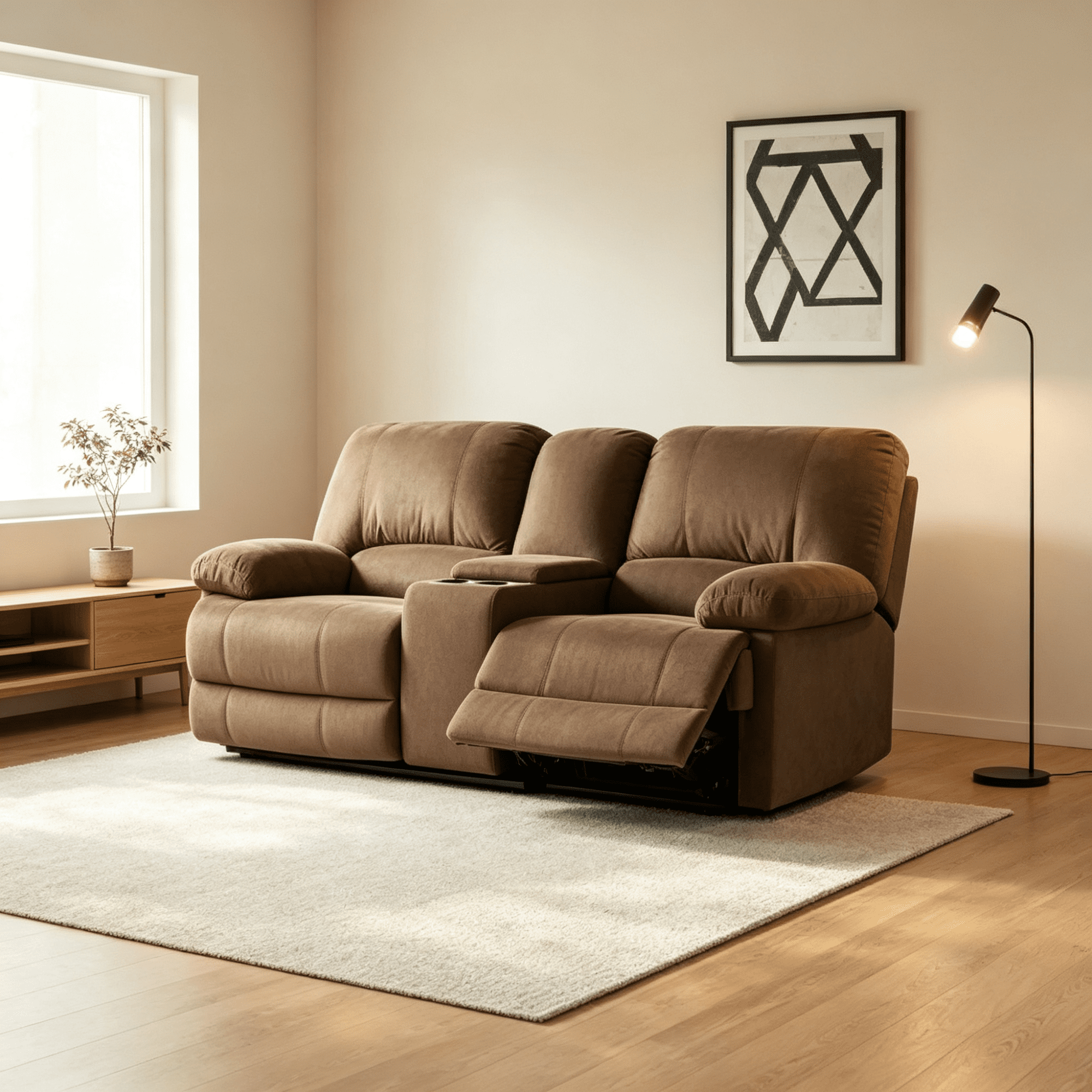 AC Pacific Kevin Brown Dual Reclining Polyester 2-Seat Love Seat
