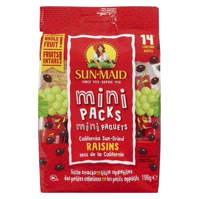 Sunmaid Mini Snackpack Raisins 196g