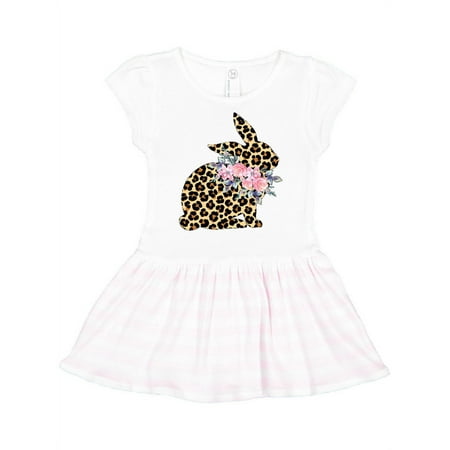 

Inktastic Leopard Print Bunny Flowers Gift Toddler Girl Dress