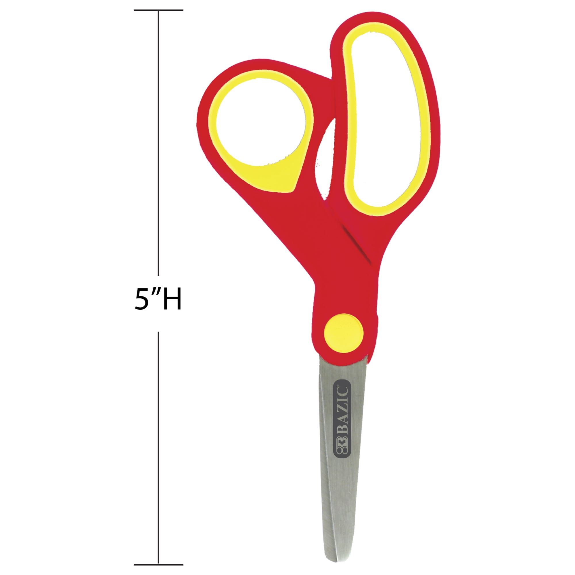 BAZIC 5" Soft Grip Stainless Steel Scissor, Safe Blunt Tip, 24-Pack