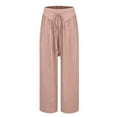 thumbnail image 5 of FUNUONY Womens Wide Leg Pants Casual Palazzo Flowy Pleated Trouser Woman Elastic High Waisted Loose Fit Lounge Pant Comfy 2025 Wide Leg Casual Pants Lightweight Loose Pants Pink Xxl, 5 of 6
