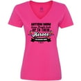 thumbnail image 3 of Inktastic Autism Awareness Autism Mom with Puzzle Ribbons Women's V-Neck T-Shirt, 3 of 5