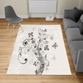 thumbnail image 2 of Floral Turkish Area Rug, Tree with Swirled Branches and Flowers Leaf Butterfly Bridal Inspirations Theme, Soft Carpet for Living Room Decor with Distressed Look, 4' X 5.7', Charcoal Grey, by Ambesonne, 2 of 4