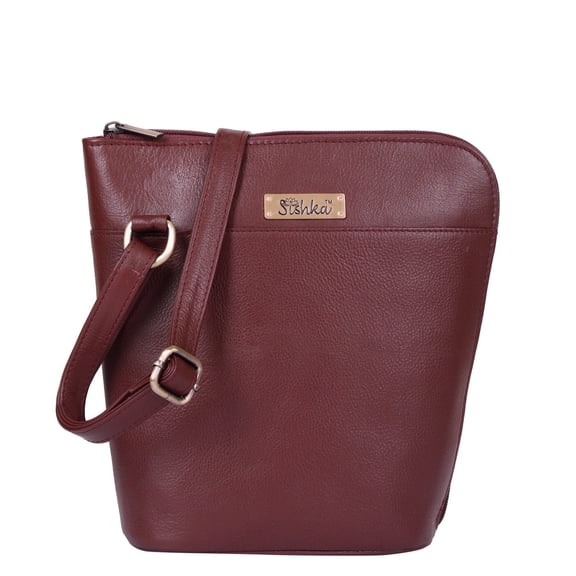 Sishka Womens   Cherry Red Genuine Leather Ladies Bags – Chic Crossbody Organizer with Sleek Shoulder Sling Design, Perfect for Daily Use & Travel