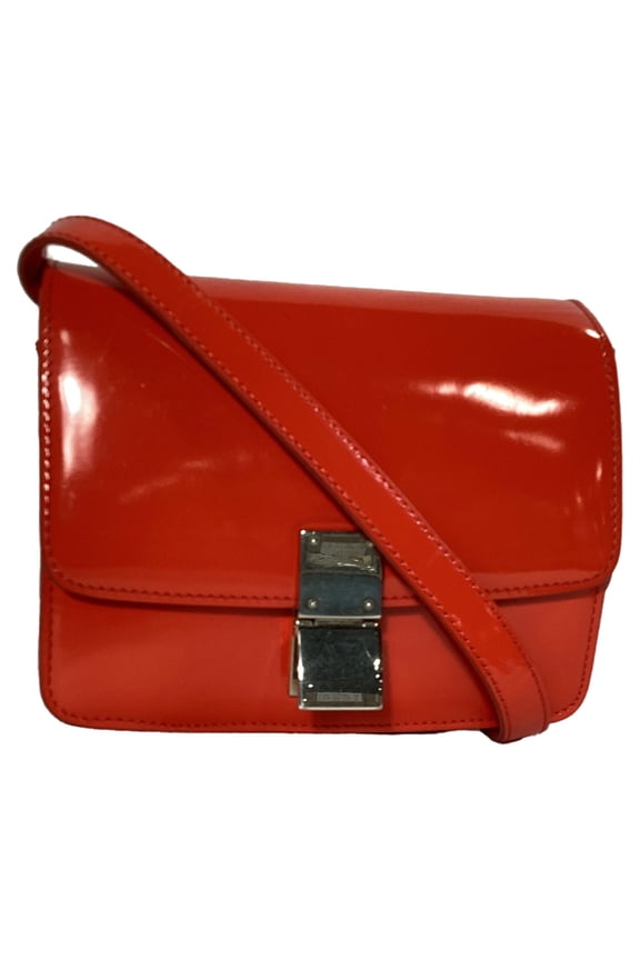 Pre-Owned Celine Small Classic Box Shoulder Bag in Red Patent Leather