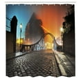 thumbnail image 3 of Ambesonne Vintage Shower Curtain, Old Town Bridge Night, 69"Wx75"L, Grey Orange, 3 of 5