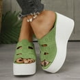 thumbnail image 5 of Hopeusnice Slippers for Women Trendy Non-Slip PU Materials Summer Shoes Thick-Soled Heel Women's Slippers Breathable Soft Open Toe Sandals Shoes for Beach Vacation Shoes Green 42, 5 of 9