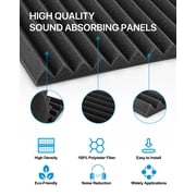 Sound Proof Foam Panels with Sticker, Wedge Acoustic Foam Panels Soundproof Absorbing Noise Cancelling Wall Panels 12 Pack Black 12 x 12 x 0.9