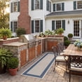 thumbnail image 3 of Safavieh Courtyard Justine Bordered Indoor/Outdoor Runner Rug, Beige/Navy, 2'3" x 5', 3 of 11