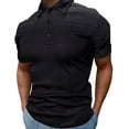 thumbnail image 2 of Polo Noir en Polyester pour Hommes, Mode Printemps et Été, Col à Revers, Manches Courtes, T-Shirt, 2 of 4