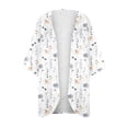thumbnail image 3 of Dyegold Women's Beach Kimono Coverup Sheer Chiffon Cover Ups Casual Loose 3/4 Sleeve Floral Open Front Boho Cardigan Tops, 3 of 4