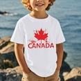 thumbnail image 2 of Girls T Shirts Canada Day Theme Maple Leaf Print Children Boys and Girls Casual Trendy Short Sleeved T Shirt Summer Tops White 3 Years-4 Years, 2 of 4