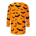 thumbnail image 5 of VKOYWKM Women Halloween Shirts 3/4 Sleeve Tops Funny Bat Graphic Tees Holiday Crew Neck Halloween Party Shirts Tunic Top, 5 of 5