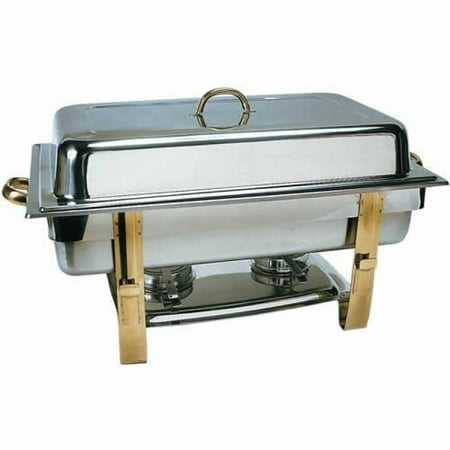 Update International (DC-6N) 8 Qt Stainless Steel Oblong Gold-Accented Chafer