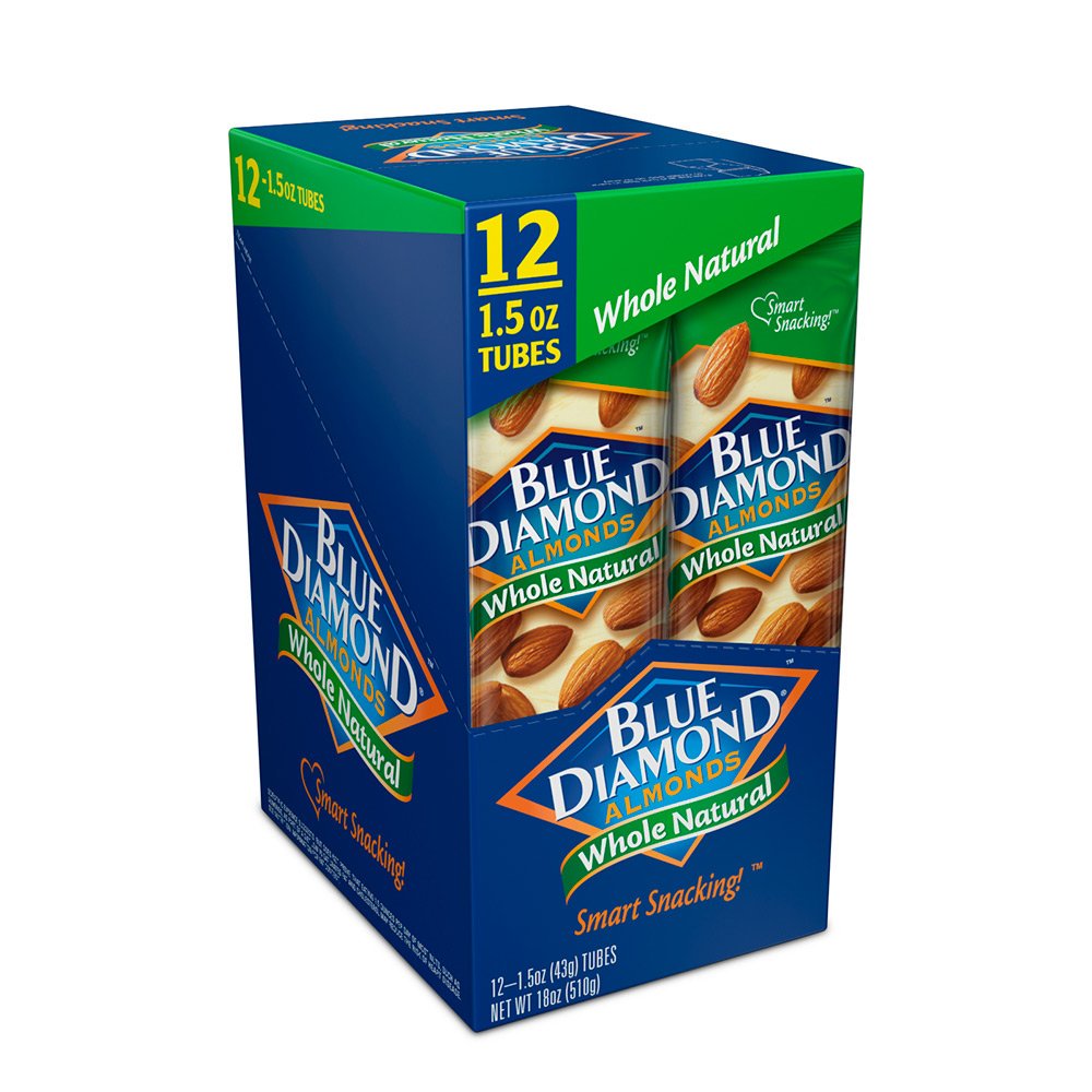 Blue Diamond Almonds Whole Natural Smart Snacking 12 pack of 1.5 Oz