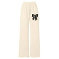 thumbnail image 4 of Bainana Casual Sweatpants For Girls Bowknot Print Wide Leg Elastic Waist Joggers Athletic Pants With Pockets Little Girls Youth Classic Fit Casual Pants Beige Size 4-5 Years, 4 of 5