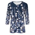 thumbnail image 5 of Oalirro Blue Fashion Tops for Women Trendy Summer Crew Neck Three-Quarter Sleeve Top XL, 5 of 5