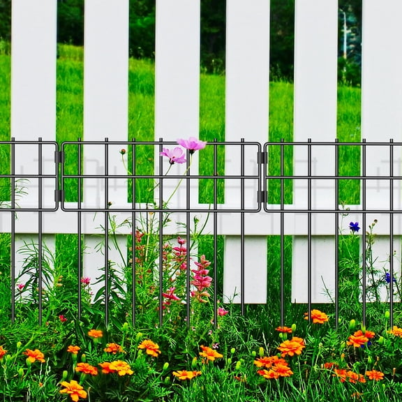 10-Pack No Dig Animal Barrier Fence, 17" High Rustproof Metal Garden Border for Dogs, Rabbits, Patio & Lawn