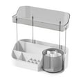thumbnail image 3 of Organizador de escritorio para maquillaje, organizador de encimera para escritorio, tocador de baño Blanco Doble Gris, 3 of 9