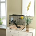 thumbnail image 3 of Demi Bonn 23.5" Hamster Cage, Gerbil Cage with Glass Basin for Small Hamsters, 3 Levels Small Animal Habitats, Black, 3 of 11