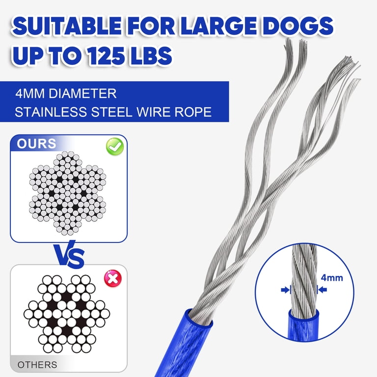 Furggis 30FT Heavy-Duty Dog Tie-Out Cable for Dogs Up to 250 lbs, Blue photo 3