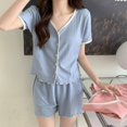 thumbnail image 4 of Conjunto de Pijama con botones para mujer, ropa de dormir coreana, Kawaii, manga corta, Floral, traje de casa, cuello en V, 4 of 4