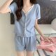 thumbnail image 4 of Conjunto de Pijama con botones para mujer, ropa de dormir coreana, Kawaii, manga corta, Floral, traje de casa, cuello en V, 4 of 4