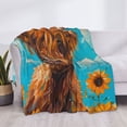 thumbnail image 3 of Balery Cute Cow Sunflowers Art Manta de Franela con Dibujo, Lujo Ultra Suave y Cálido, Antipelusa y Resistente a las Arrugas para Cama, Sofá, Camping -80"x60", 3 of 6