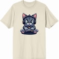thumbnail image 3 of Focused Gamer Cat Adult Natural Crew Neck Short Sleeve Tee-XXL, 3 of 4