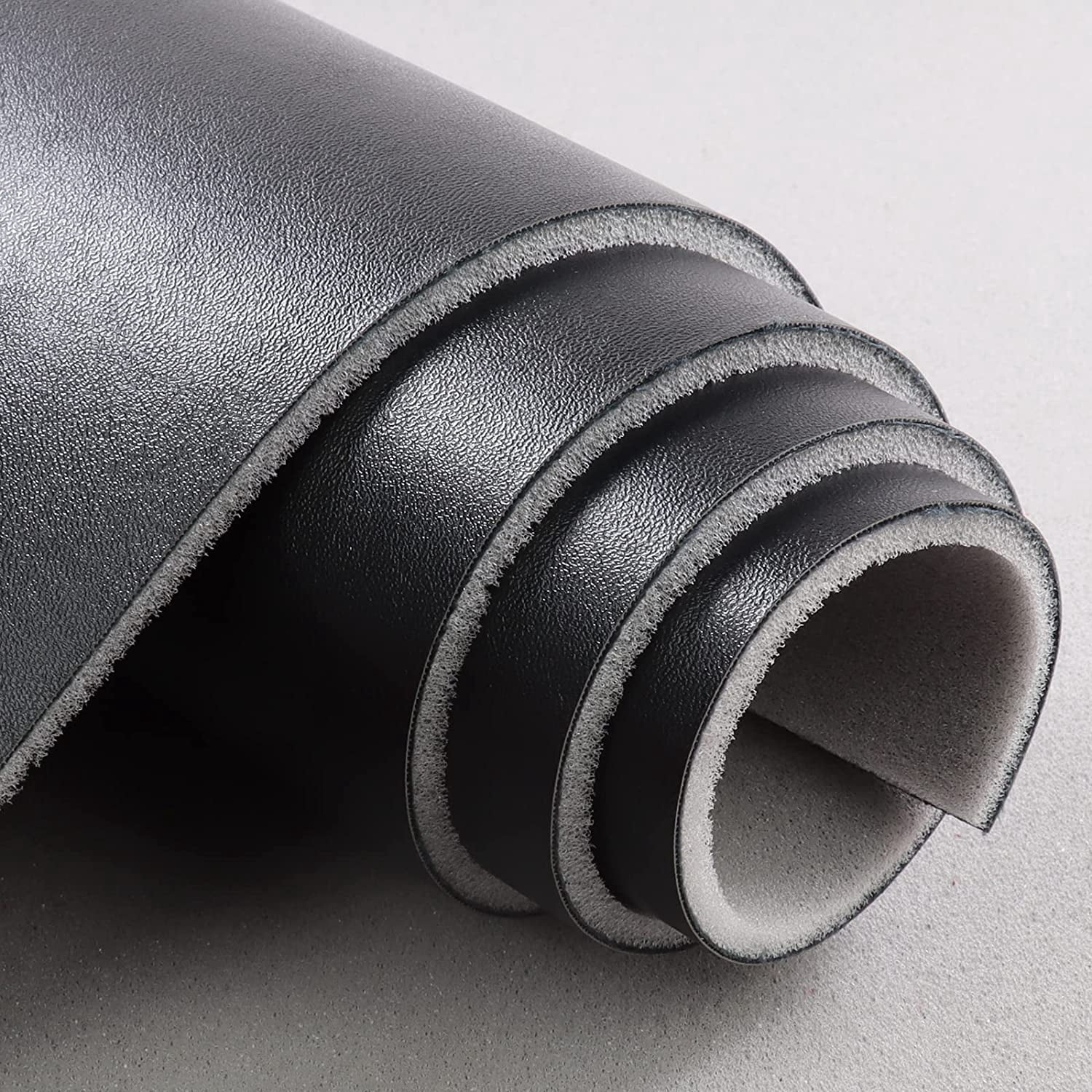 Foam Backed Vinyl Marine PU Fabric - 5/16" Foam Backing 54" Wide for Automotive/Home Headliner, Furniture Upholstery, Headboards, Replacement/Repair/DIY Sold - Black