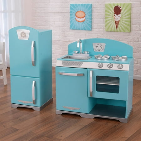 KidKraft Blue Retro Kitchen and Refrigerator