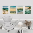 thumbnail image 3 of PixonSign Framed Wall Art Tropical Beach Palm Tree Sunset Ocean Oasis Prints, Set of 4 Sea Landscape Wall Decors, Nature Wall Décor, Adhesive Canvas Poster, Modern Home Artwork - 8"x10" White, 3 of 5