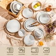 thumbnail image 4 of vancasso 16 Pieces Dinnerware Sets, Stoneware Plates and Bowls Set for 4, White Dish Set, Five Leaf Flower Pattern, 4 of 9