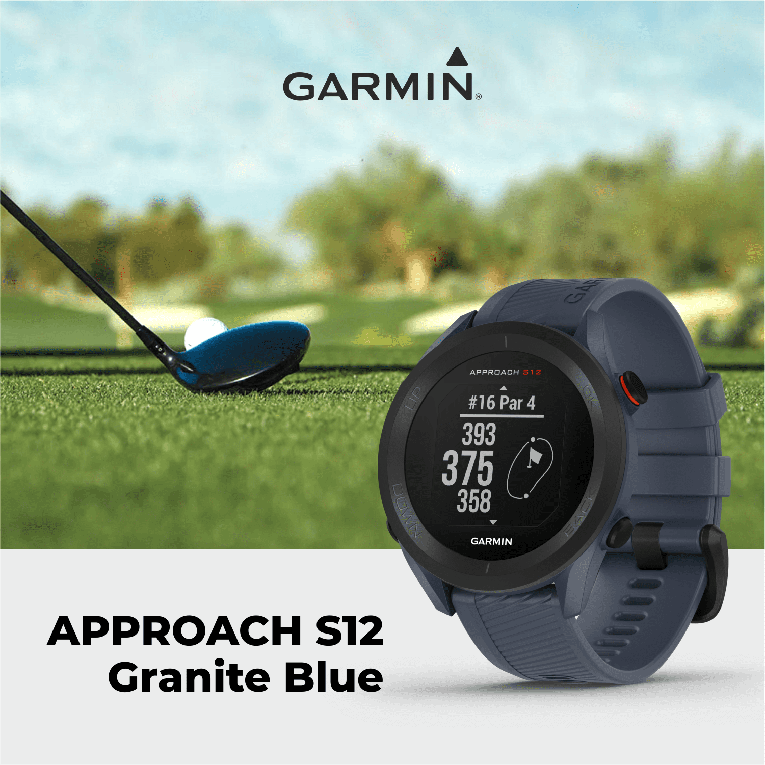 Garmin Approach S12 Premium GPS Golf Watch, Granite Blue with 