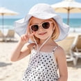 thumbnail image 3 of mgoYE Baby Sun Hat Toddler Girl Beach Hat Sun Protection Adjustable Outdoor Summer Wide Brim Bucket Hat for Infant Kids(White,0-12 Months), 3 of 3