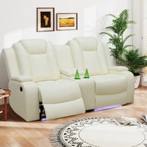 Ebello Power Genuine Leather Reclining Loveseat, Mid-Century Modern 2 ...