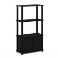 thumbnail image 2 of Furinno Brahms 4-Tier Multipurpose Bookcase/Bookshelf/Display Shelf/Display Rack with Door, Espresso/Black, 2 of 4