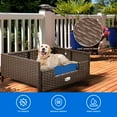thumbnail image 5 of Dextrus Rattan Dog Bed for Large Medium Dogs and Cats, 34.6''Lx23.6''Wx11.8''H Indoor Outdoor Pet Bed with Blue Cushion, 5 of 7
