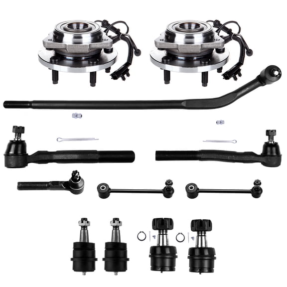 ECCPP - 12PCS Front Outer Inner Tie Rod End Outer Upper Tie Rod End Sway Bar Link Lower Upper Ball Joint Wheel Hub Bearing Compatible Fit 2007-2016 For Jeep Wrangler Suspension Kit
