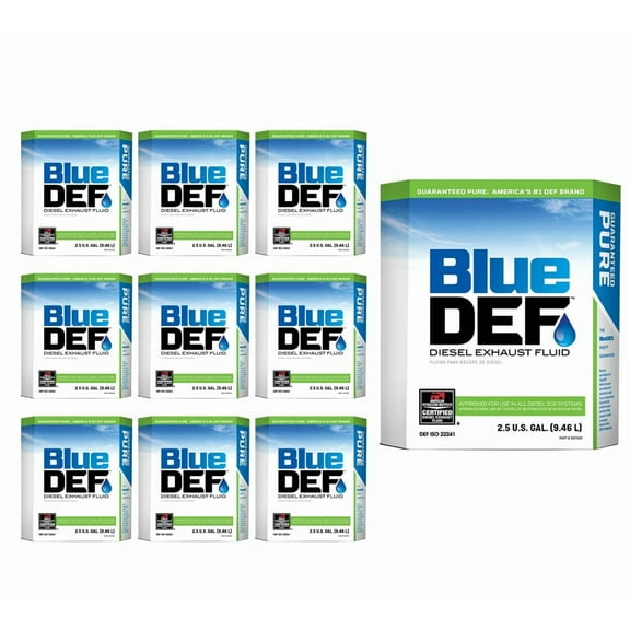 10 Pack 2.5 Gallon Peak BlueDef Diesel Exhaust Fluid (DEF) | Eco-Friendly & Fuel-Efficient 32.5% Urea Solution for SCR System Engines and All Machinery