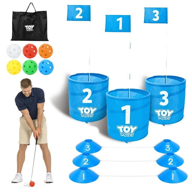 Set de juego de golf TOY Life Golf Bucket de 3 hoyos para toda la familia