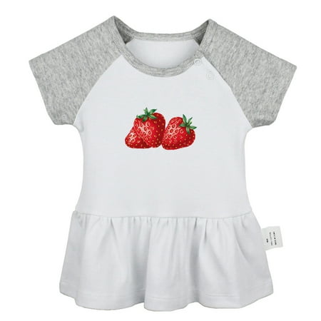 

Fruit Strawberry Pattern Dresses For Baby Newborn Babies Skirts Infant Princess Dress 0-24M Kids Graphic Clothes (Gray Raglan Dresses 0-6 Months)