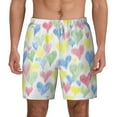 thumbnail image 3 of Uemuo Hand Drawn Colored Hearts Pattern Mens Swim Trunks Quick Dry Board Shorts with Mesh Lining, Stretch Beach Shorts Quick Dry No-Chafing Board Shorts-Large, 3 of 9