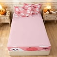thumbnail image 4 of Erosebridal Cute Ghost Zipper Twin Comforter Sets with Fitted Sheet and 2 Pillowcases, Cartoon Pumpkin Lollipop Cobweb Zipper Bedding Set for Girls, Light Pink Orange White, Pink Reversible, 4 of 7