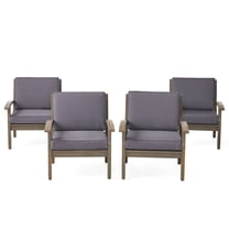 Ryland Outdoor Wooden Club Chairs, Set of 4, Gray, Dark Gray