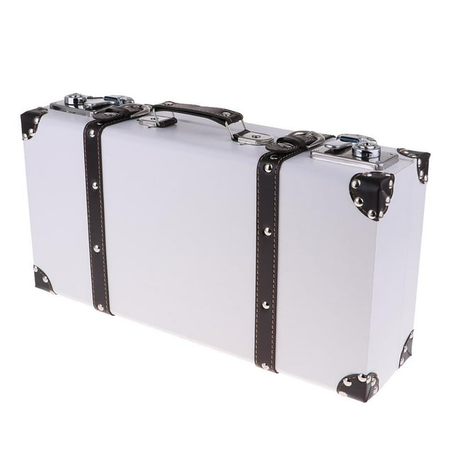 funtasica Valise Rétro en Cuir Décoration 44x23x12cm Blanc