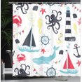 thumbnail image 4 of Ambesonne Nautical Shower Curtain, Pastel Colors Lighthouse, 69"Wx70"L, Dark Blue Multicolor, 4 of 5
